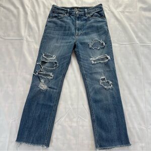 Abercrombie & Fitch Distressed Blue Jeans Natural Rise Ankle Straight sz: 30/10R